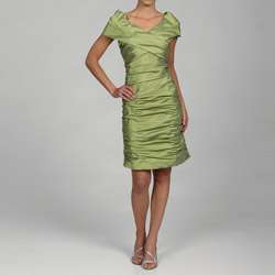 Adrianna Papell Womens Apple Ruched Cap sleeve Dress  