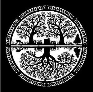 Circle of Trees and Deer Silhouette Cross Stitch Chart  