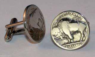 Vintage Buffalo Nickel Bison 5 Cents Coin New Cufflinks  