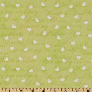 44 Wide Love In Bloom Words of Love Lime Fabric By The 