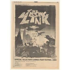  1980 The Missing Link Movie Promo Trade Print Ad (Movie 