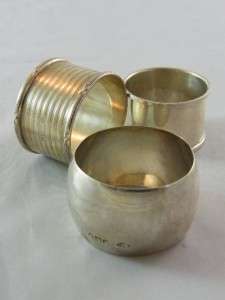 COLLECTION 3 ANTIQUE HALLMARKED SILVER NAPKIN RINGS  