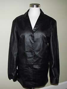 Outbrook Lovely Black Leather Coat Jacket M Women Button  