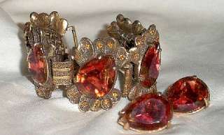 Description Vintage Judy Lee Chunky Bracelet, Earrings Set with 