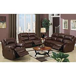   piece Brown Bonded Leather/ Hardwood Living Room Set  