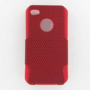  Apple iPhone 4/CDMA/4S Hybrid Case Red TPU + Red Net 