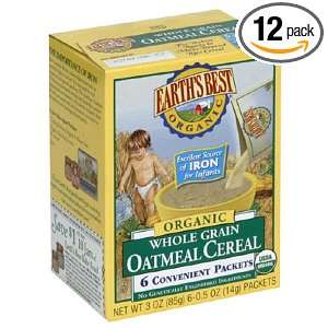 Earths Best Organic Whole Grain Oatmeal Cereal, 6 Count, .5 Ounce 