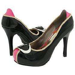   Rocha Coleen Black/Pink Patent Leather Pumps/Heels  
