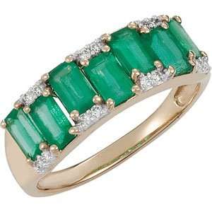  .07 CT TW/ 05.00X03.00 MM Emerald & Diamond Ring Jewelry