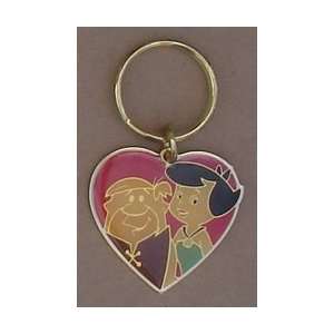 Barney & Betty Rubble Flinstones Enamel On Metal Key Ring