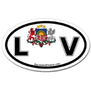  Latvia LV Flag Car Bumper Sticker Decal Oval Automotive