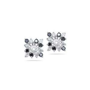  0.68 Ct White & Black Diamond Earring Jackets in 14K White 
