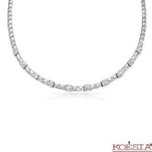KOESIA 18K White Gold 0.61 CTW Color G SI1 SI2 Diamond Ladies Necklace 