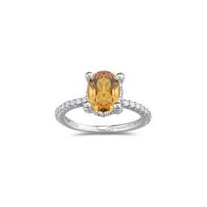  0.56 Ct Diamond & 1.52 Cts Citrine Ring in 14K White Gold 