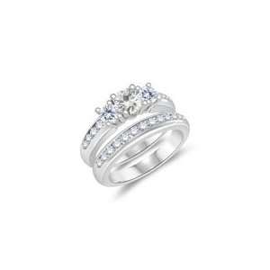  0.87 Cts Diamond & 0.43 Cts White Topaz Engagement Wedding 