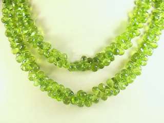 675Ct NATURAL PERIDOT BRIOLETTES FACETED BEAD GORGEOUS NECKLACE  