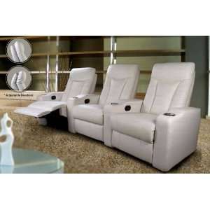 Seated Home Theater with Adjustable Headrest White Leather  