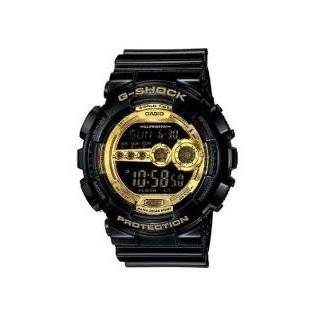 Casio Mens G Shock Black Resin Digital Strap Gold Tone Watch GD100GB 