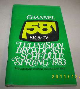 Channel 58 KLCS/TV LAUSD TV Broadcast Schedule Spring 83 & Jan 83 