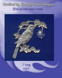 Pewter Crystal CARDINAL Sun Catcher by Lindsay Claire  