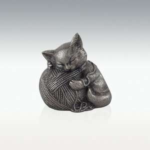 Precious Kitty Cat   Silver   Metal Pet Cremation Urn   