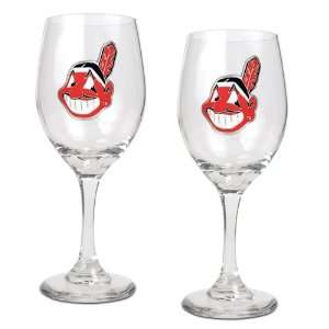  Cleveland Indians 2 Piece MLB Wine Glass Set Kitchen 