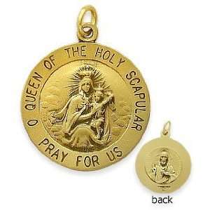 14 Karat Yellow Gold Holy Scapular Religious Medal Medallion with 18 