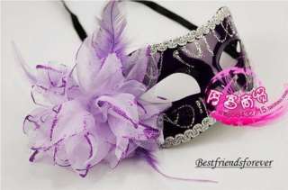 Purple Flower Venetian Costume Masquerade Party Mask  