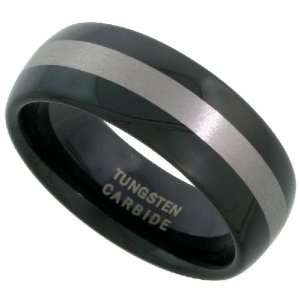 Tungsten Carbide 8 mm Black Finish Comfort Fit Dome Wedding Band Ring 