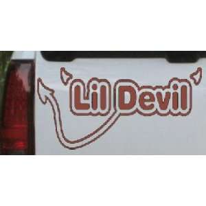 Brown 6in X 11.5in    Lil Devil Funny Car Window Wall Laptop Decal 