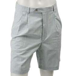   SALE Berle Mens Pleated Blue/ Green Seersucker Shorts  