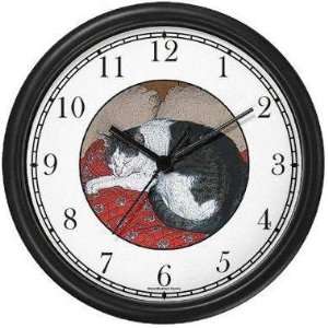  Sleeping Black & White Cat (JP6) Wall Clock by WatchBuddy 