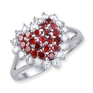  Cubic Zirconia Silver Ruby Heart Cocktail Ring Everything 