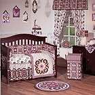   JASMINA 16pc Crib Bedding Set MOBILE*LAMP*RU​G Brown/Plum/Tan RARE