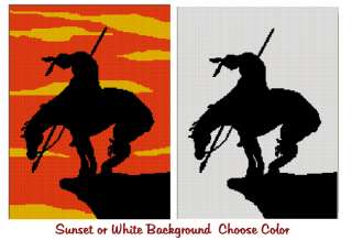   Silhouette Sunset or White Background Afghan Crochet Pattern Graph