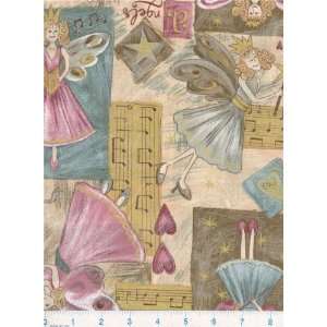  45 Wide Music Fairies Natural Fabric By The Yard Arts 