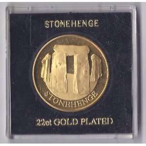  Vintage Stonehenge 22ct Gold Plated Token Coin Medal 