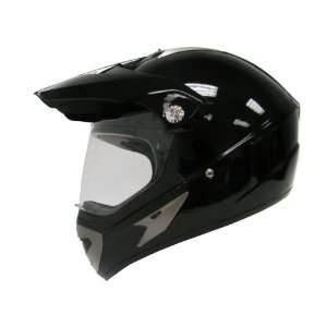 Gloss Black Motocross Motorcycle Utv Dual Sport Hybrid Helmet W/shield 
