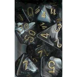  Chessex RPG Dice Sets Black/Gold Lustrous Polyhedral 7 