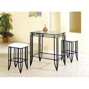   Matrix Design Black Metal Bar Table w/2 Stools Set Furniture & Decor