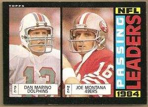   MARINO & JOE MONTANA 1985 85 TOPPS PASSING LEADERS CARD #192  