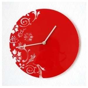  Non Ticking Classical Carved Art Wall Clock(Red)