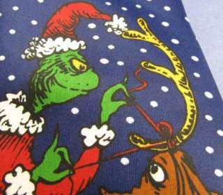 Christmas Tie Necktie Dr. Seuss Grinch Making Reindeer Blue 1996 Poly 