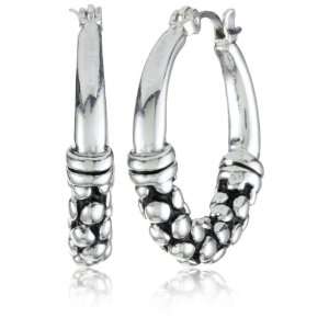  Napier Silver Tone Click it Hoop Earrings Jewelry