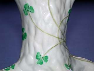   Antique Belleek Ireland Shamrock Tree Trunk Triple Bud Posey Vase