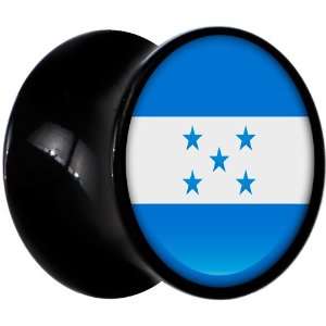  10mm Black Acrylic Honduras Flag Saddle Plug Jewelry