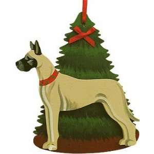  Great Dane and Tree Wooden Christmas Ornament