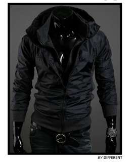 NEW Mens Korean Vision Hit Color Casual Nylon Slim Hooded Jacket 