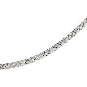  14K White Basket Weave Chain 16.5 Inch CleverEve Jewelry