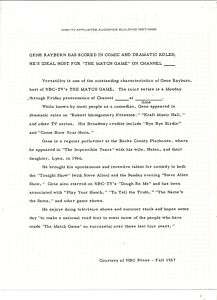 1967 NBC biography release Gene Rayburn Match game  